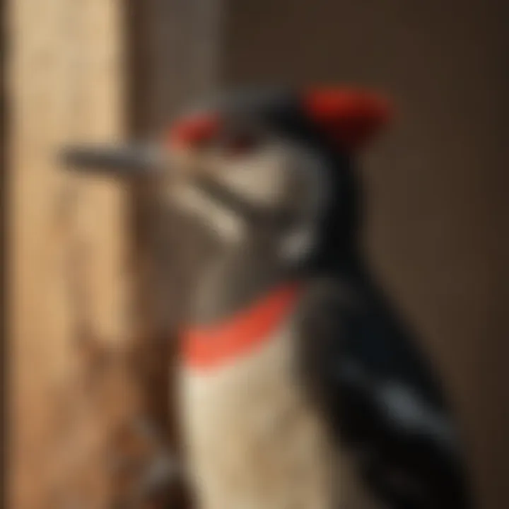 Close-up of woodpecker scare tape in use