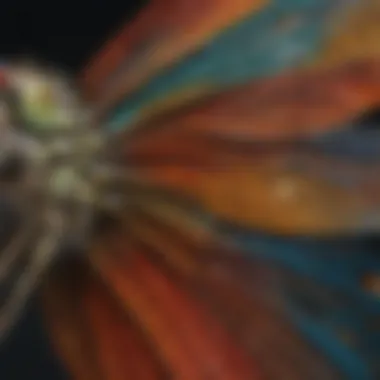 Dragonfly Wing Patterns Close-up view of a dragonfly showcasing its intricate wing patterns and vibrant colors