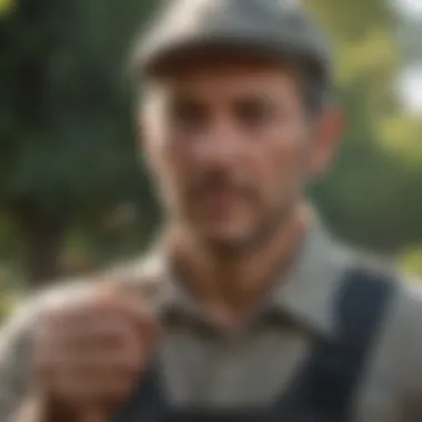 A gardener utilizing a pest control method involving fly catchers