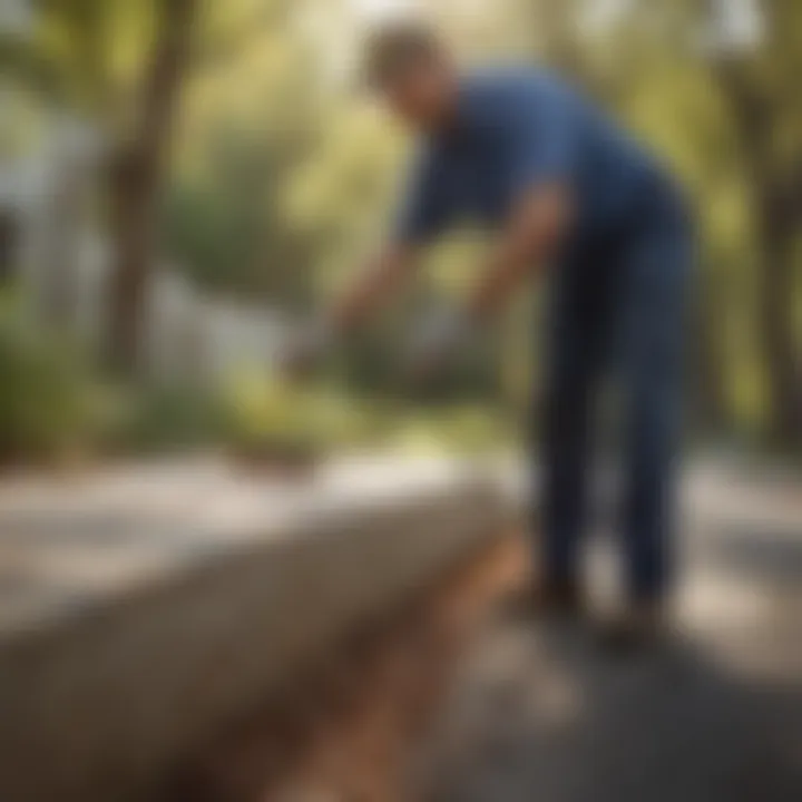 Homeowner applying natural pest prevention techniques.