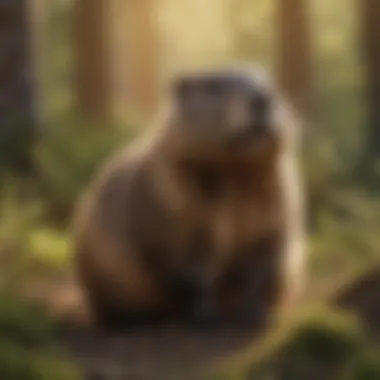 Groundhog in a natural habitat