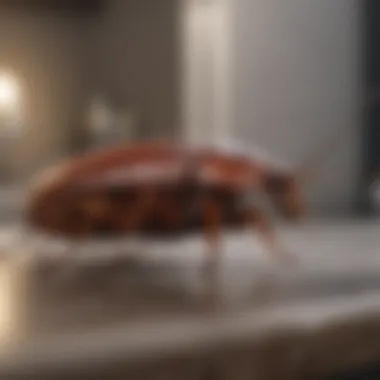 Detailed view of a cockroach on a kitchen counter