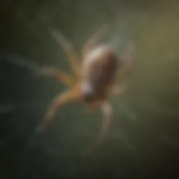 Close-up of a common household spider in a web