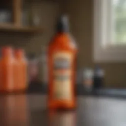 A bottle of Home Defense refill solution in a home environment
