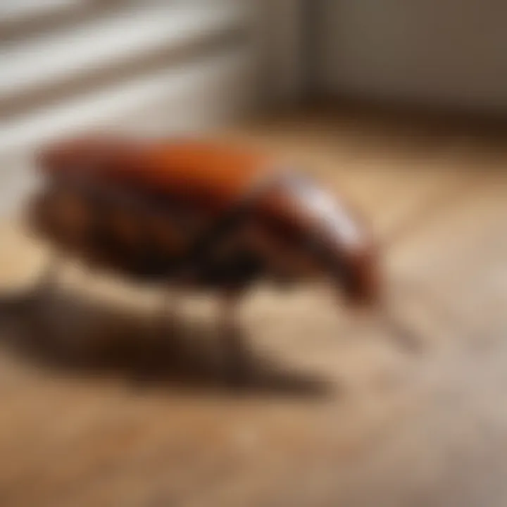 Detailed illustration of a cockroach in a household setting