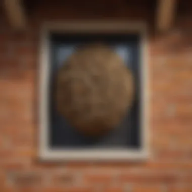 Wasp nest under the eaves of a house