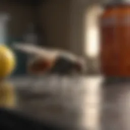 Close-up of a fly on a kitchen counter