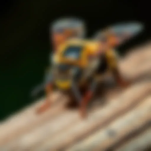 Close-up of a carpenter bee on wood