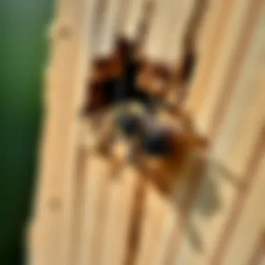 Wood Damage from Carpenter Bees Damage caused by carpenter bees on wooden structures