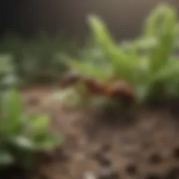 Close-up view of natural ant repellents with herbs