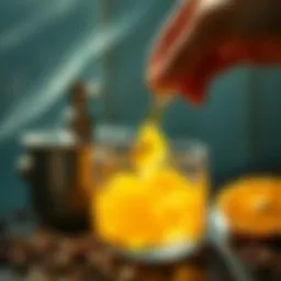 Illustration of orange oil extraction process