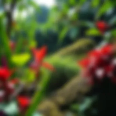 Diverse Hawaiian ecosystem showcasing native plants and wildlife.