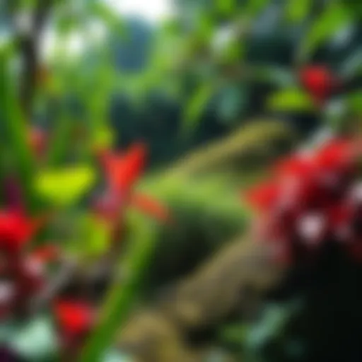 Diverse Hawaiian ecosystem showcasing native plants and wildlife.