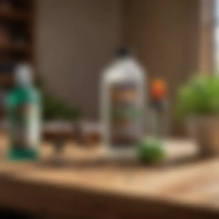 Eco-friendly pest control products displayed on a wooden table.