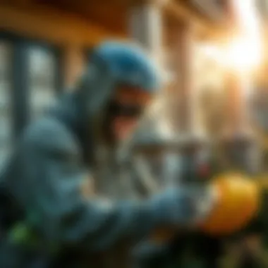 An expert pest control technician analyzing a residential property