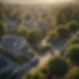 A serene view of a North Wales neighborhood highlighting homes surrounded by nature.
