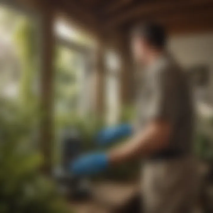 Eco-friendly pest control service technician inspecting a property