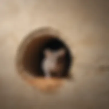 Close-up of a mouse hole in a wall