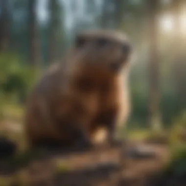 Groundhog Observing Its Environment Groundhog in its natural habitat observing surroundings