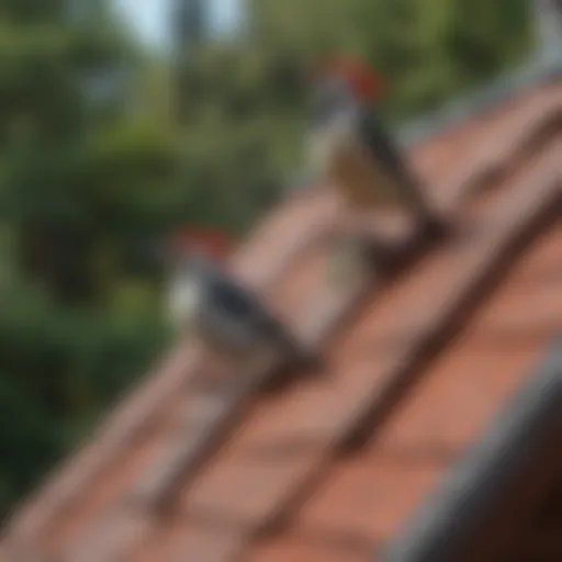 A beautifully designed roof with woodpecker deterrents installed