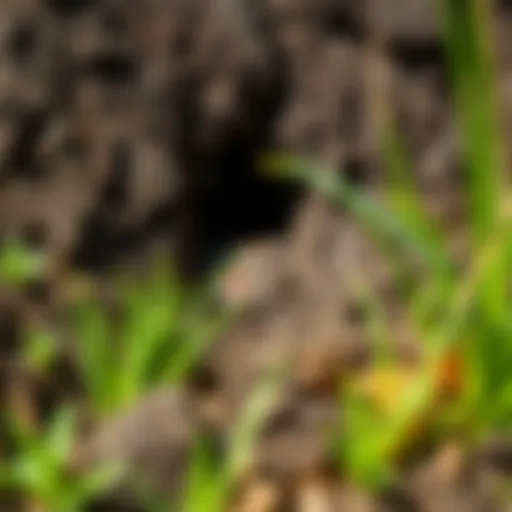 Vole burrow entrance in a garden