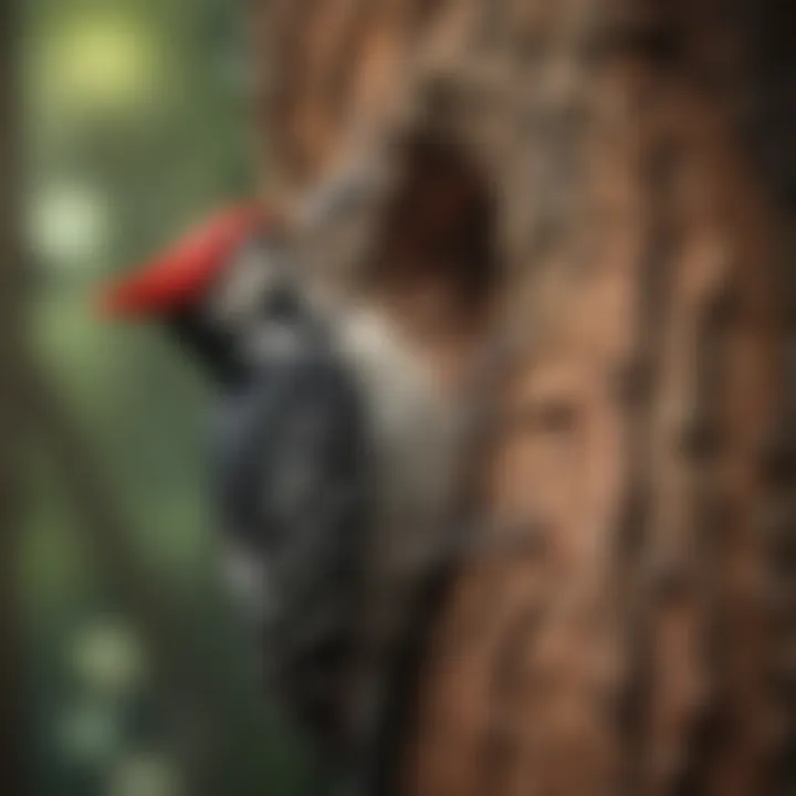 Woodpecker on a tree trunk