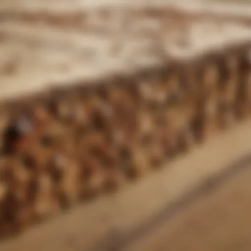 Close-up view of termite damage in wooden structures