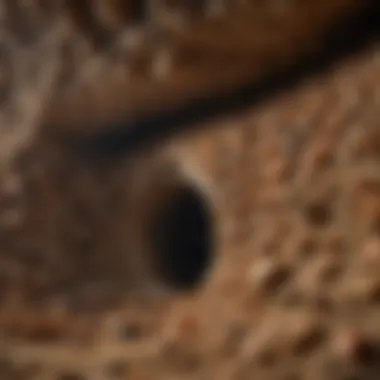 Cross-section of a termite colony revealing complex tunnel systems