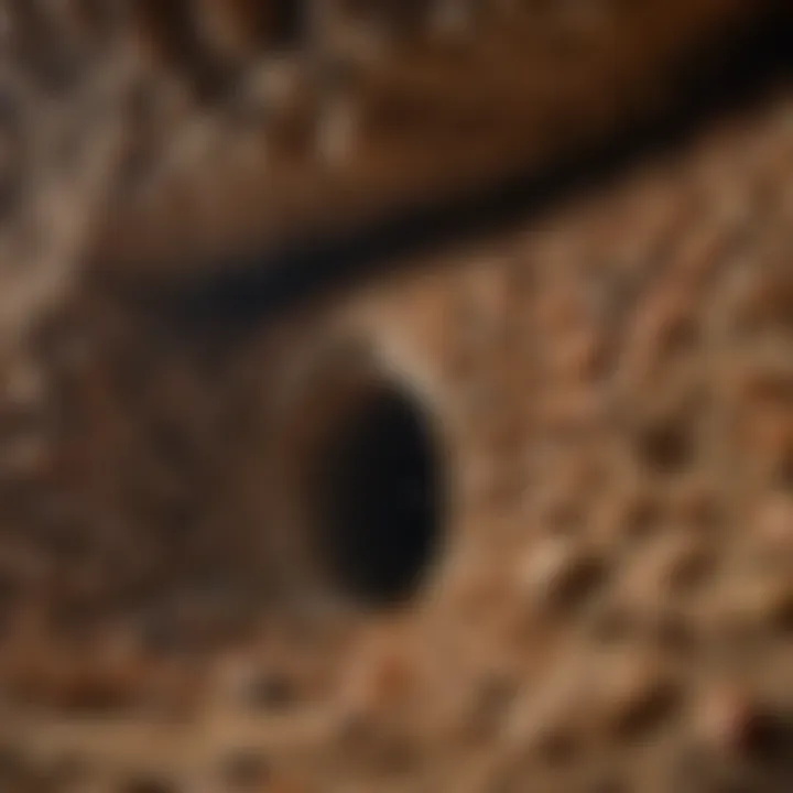 Cross-section of a termite colony revealing complex tunnel systems