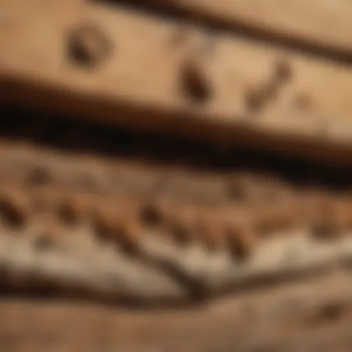 Close-up of termite damage on wooden structure