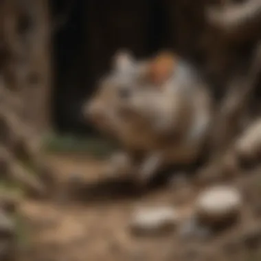 Close-up view of pack rat habitat showing nesting materials