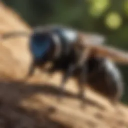 Close-up of a carpenter bee on wood