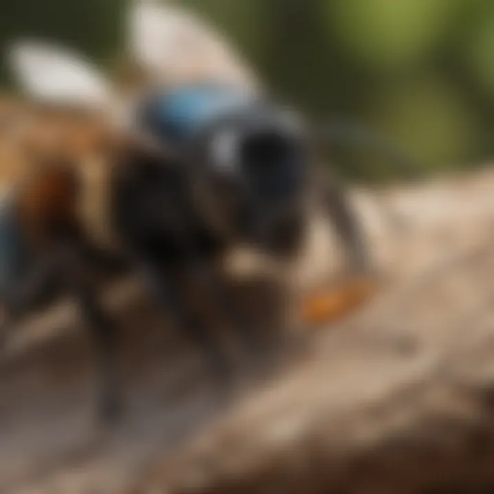 Diagram illustrating carpenter bee nesting behavior