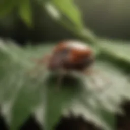 Close-up of a tick on a leaf