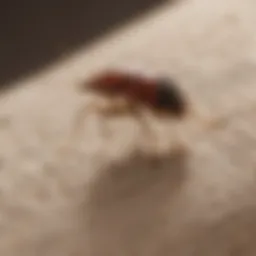 Close-up of tree oil with a blurred background of bed bug affected textiles