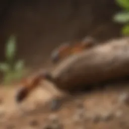 Close-up image of termite ants in their natural habitat
