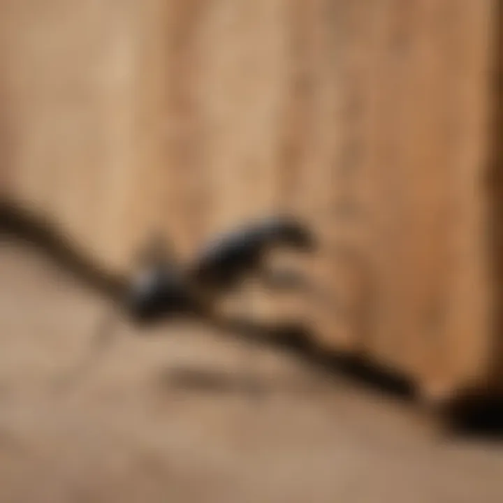 Close-up view of carpenter ants on wood