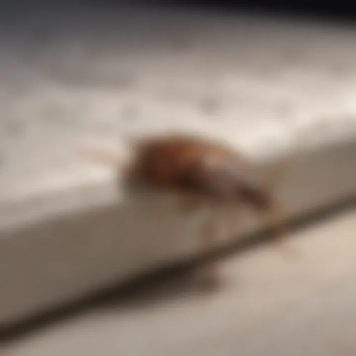 Infested mattress with bed bugs visible