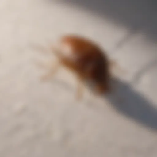 Close-up of a bed bug on a mattress
