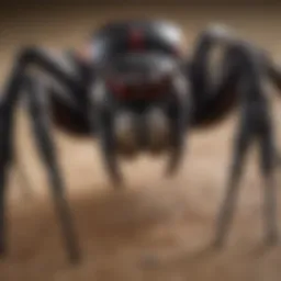 Close-up view of a black widow spider showcasing its distinctive markings