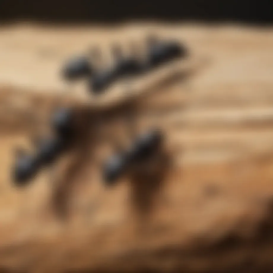 Close-up of carpenter ants on wood
