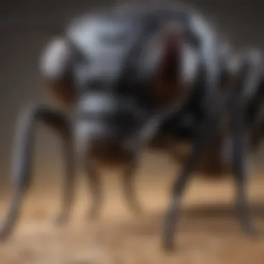 Close-up view of carpenter ant showcasing distinctive features