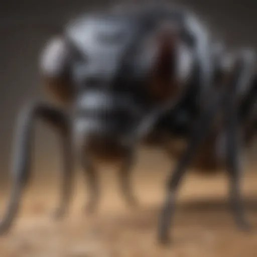 Close-up view of carpenter ant showcasing distinctive features