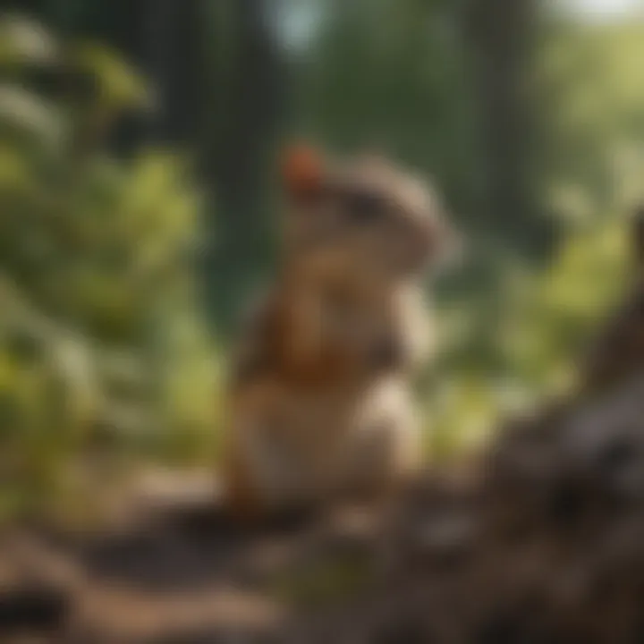 Close-up of a chipmunk examining its surroundings.