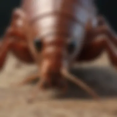 Close-up view of a cockroach in a natural habitat