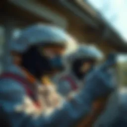 A professional exterminator inspecting a property for pest issues