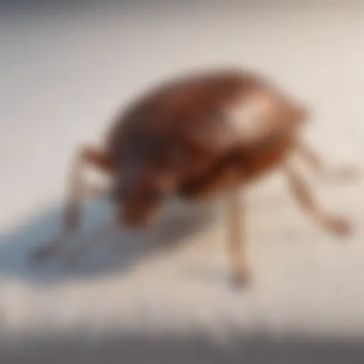 Close-up view of a bed bug on a mattress