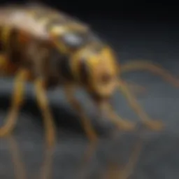Close-up of a yellow jacket on a surface