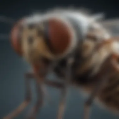 Distinct Features of Large Slow-Moving Flies Close-up of a large slow-moving fly showcasing its distinctive features.