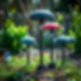 Types of Mole Repellers Available Illustration of various types of mole repellers in a garden setting